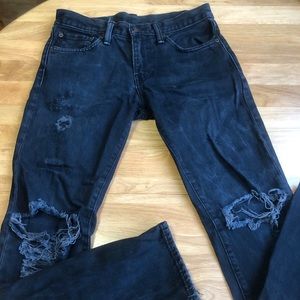 Levi 511 Black Mens Ripped Denim Jeans